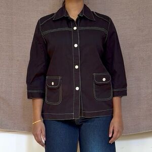 contrast stitch button down